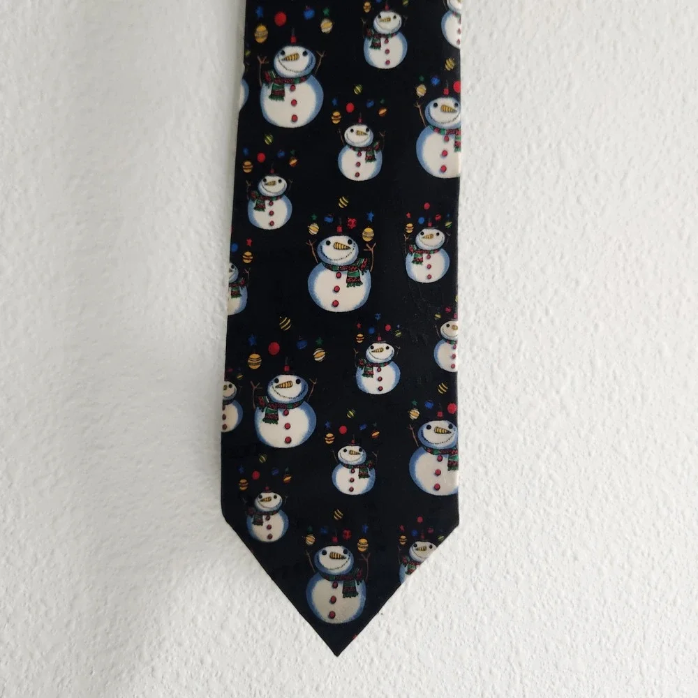 Hallmark‎ Yule Tie Greetings Mens Christmas Snowman tie 59.5in